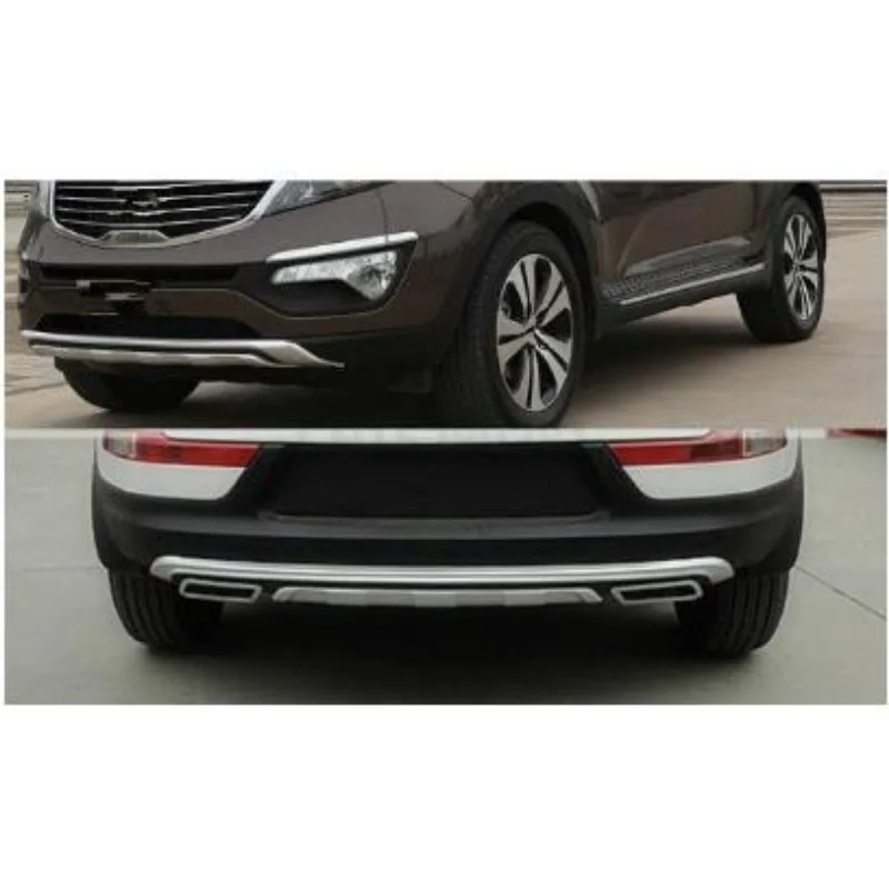 High quality For KIA Sportager 2011 2012 2013 2014   plastic ABS Chrome Front+Rear bumper cover trim