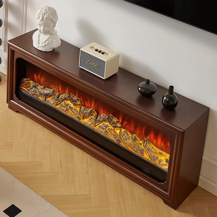 

China Fireplace Wall Mount Dark Brown TV Stand Decorative Modern Led 110-240V Motor Foshan Electric Fireplaces