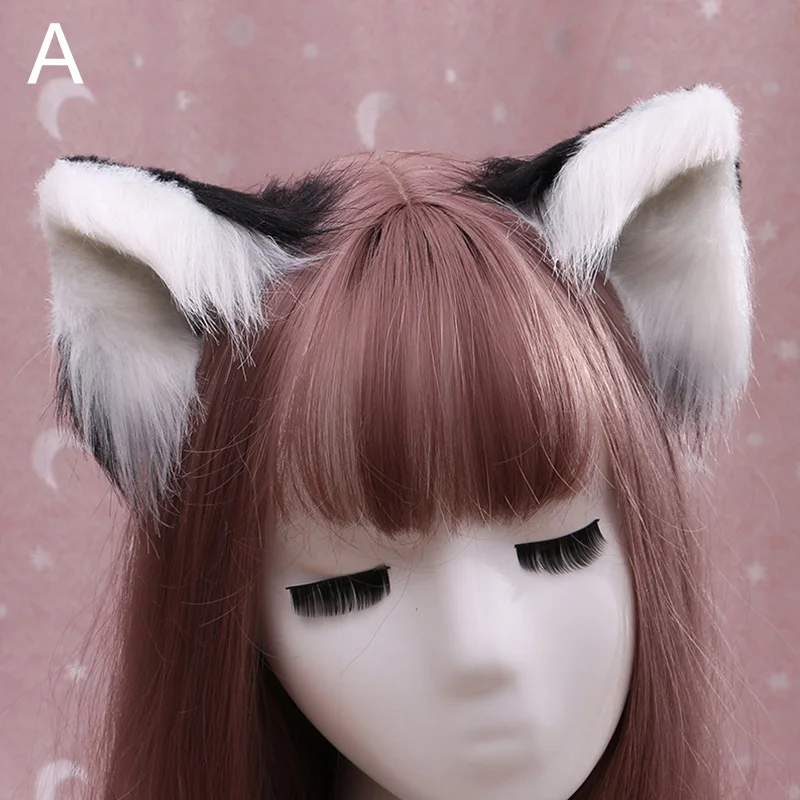 Halloween Plush Faux Fur Fox Cat Ears Headwear Hair Hoop Fluffy Anime Cosplay Headband Hair Accessories