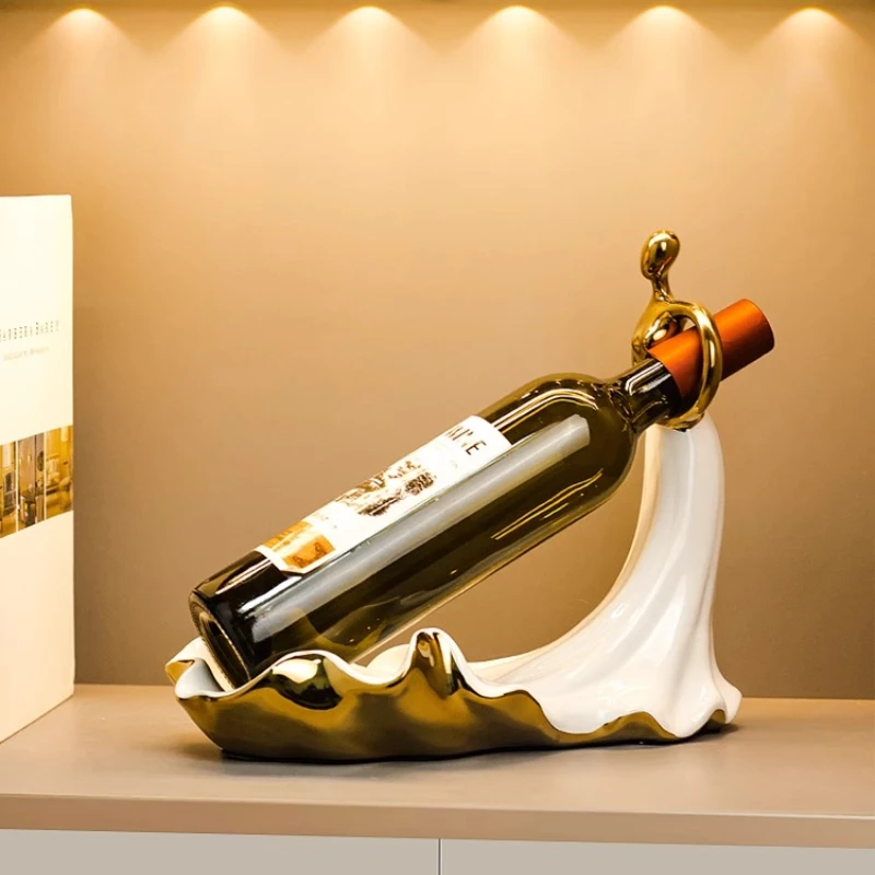 

Ceramic Wine Rack Modern Luxury Wine Bottle Holder Creative Restaurant Decorative Barware Shelf Kitchen Home Bar Accessories