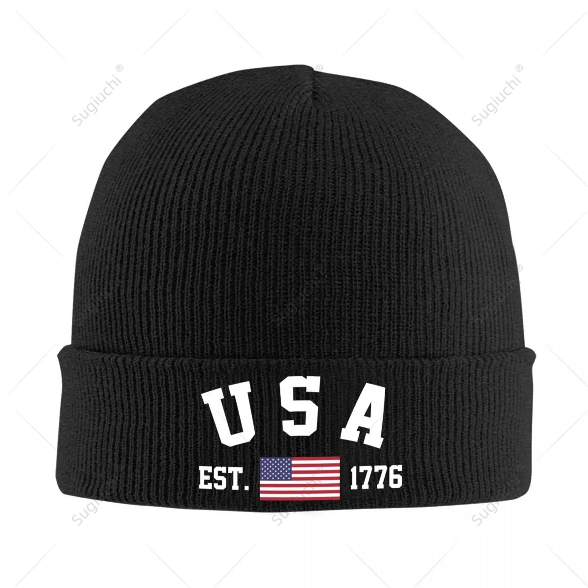 

Unisex United States USA American Flag EST.1776 Knitted Hat For Men Women Boys Winter Autumn Beanie Cap Warm Bonnet