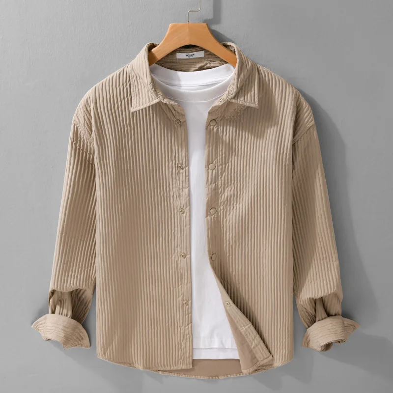 Summer Japanese Men's Fashion Urban Casual Shirt Trendy Bubble Texture Comfortable Versatile Youth Solid Color Loose Shirt
