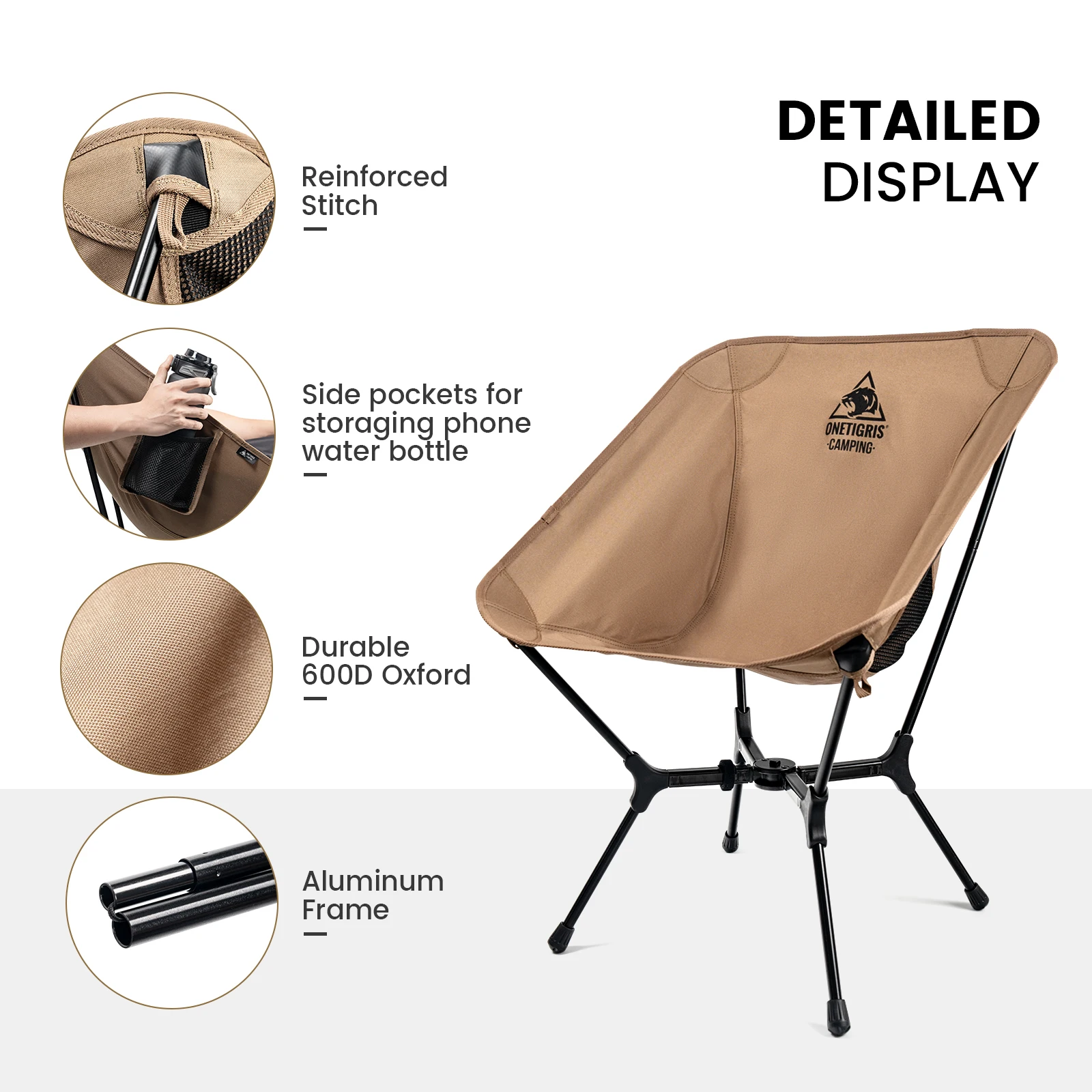 OneTigris OasisFlex Camping Chair Ultralight Portable Folding Chairs for Camping Hiking Relaxing Travel Fishing Lazy Chair view 6