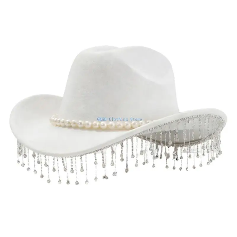 N0PE Comfortable Breathable Western Cowboy Hats Elegant Rhinestones Trim For Parties Rides And Daily