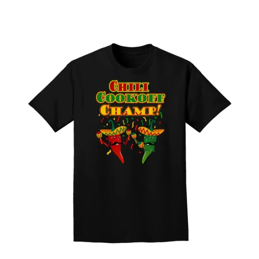 Chili Cookoff Champ! Funny Chile Peppers T-Shirt 100% Cotton O-Neck Summer Short Sleeve Casual Mens T-shirt Size S-3XL