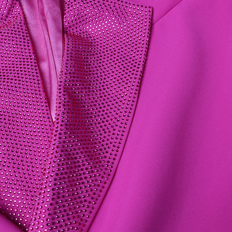 HKSH ربيع الخريف جديد المرأة سترة طويلة بلون رصع الماس واحدة الصدر أنيقة شيك Ins حفلة خندق معطف HK16277