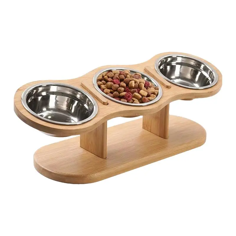 Three Raised Cat Bowls Protective Cat Feeder Bowl Elevated Puppy Bowls For Small Dogs Raised Cat Bowls With Non Slip Stand Anti