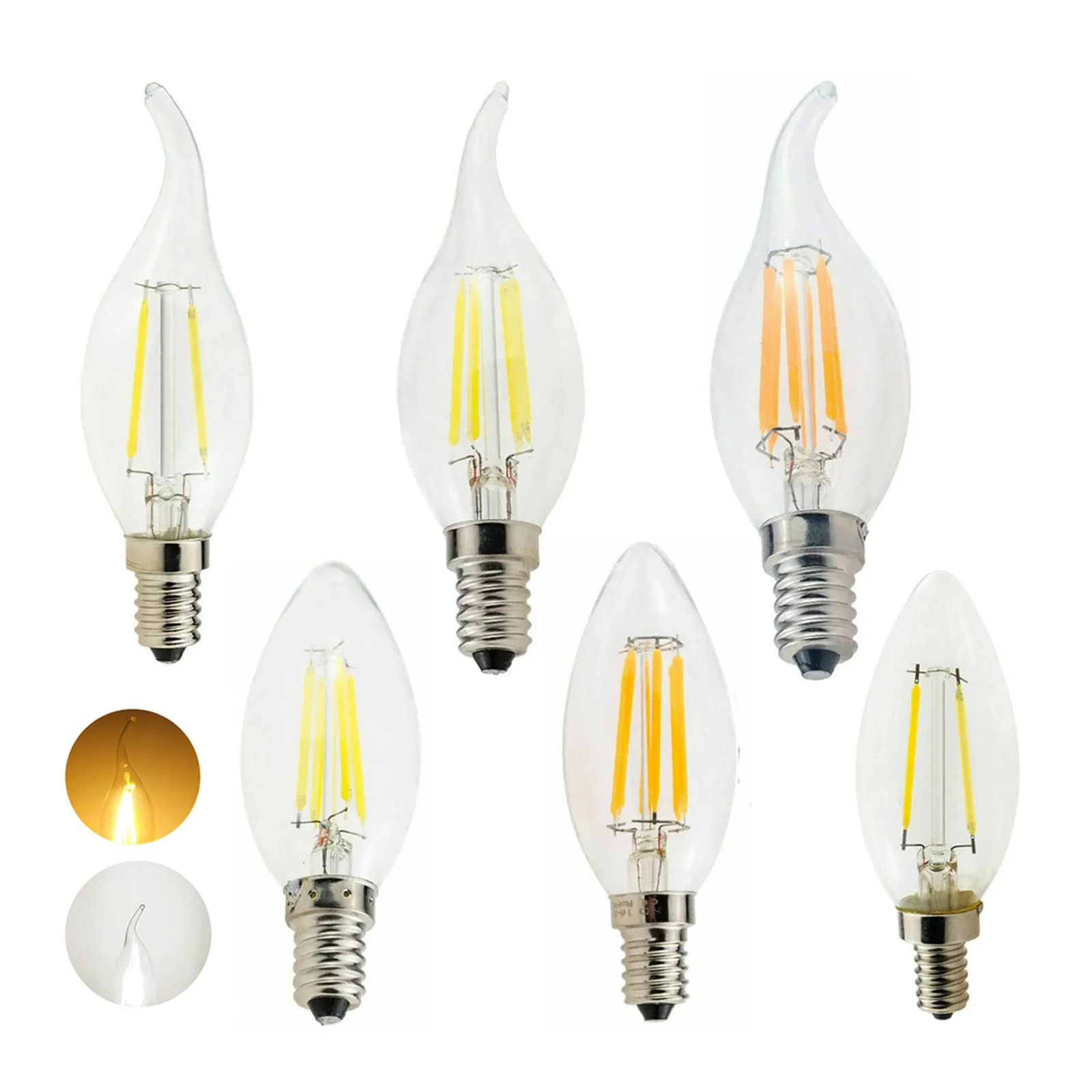 Dimmable E14 C35 Led Filament Light Bulbs White Clear Bulb For/home Lights High Lampada Decorative Lamp Beam Angle Night 360 Cob