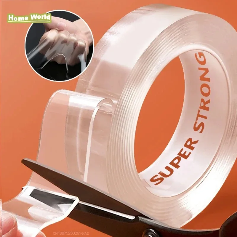 

Strong Nano Tape Double Sided Tape DIY Transparent Reusable Waterproof Adhesive Tapes Cleanable Kitchen Bathroom Supplies Tapes