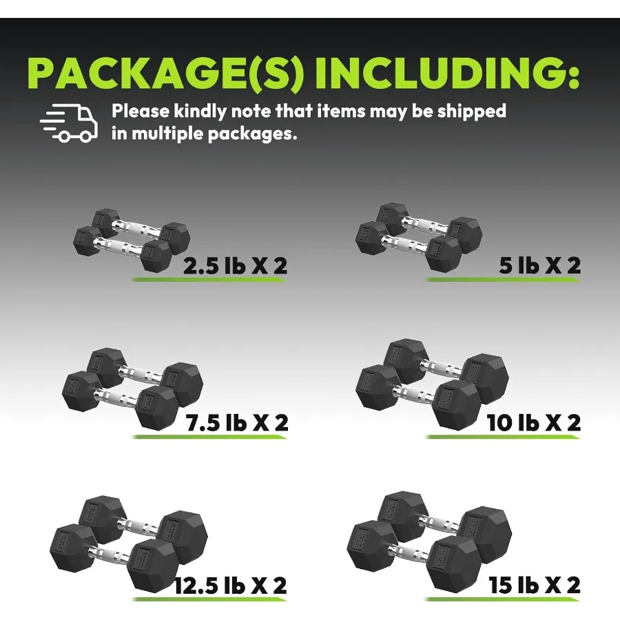 مجموعة الدمبل السداسية 30480 رطل المطاط المغلفة ممارسة اللياقة البدنية الدمبل لتدريب القوة في المنزل أو الصالة الرياضية أوزان اليد المتينة ث