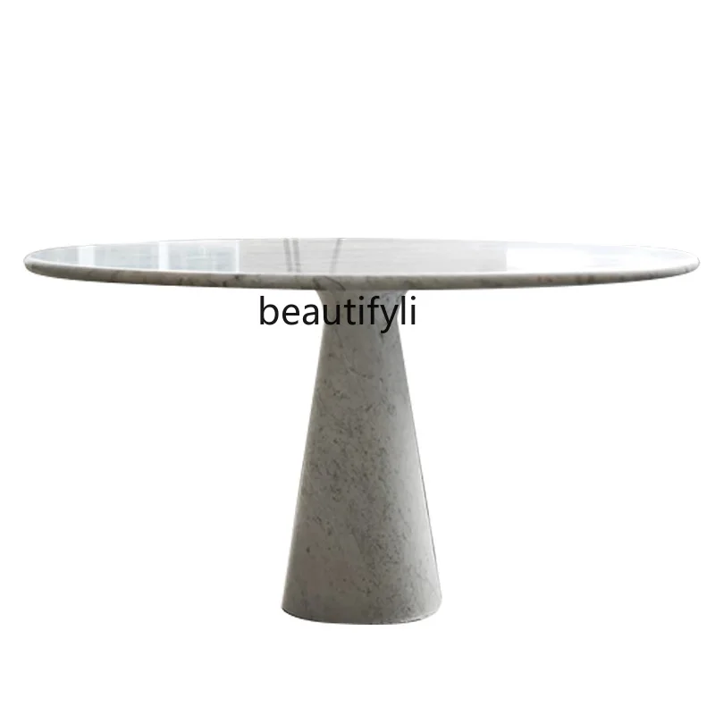 

Italian minimalist natural marble round dining table Nordic light luxury, creative simplicity and modern furniture