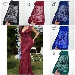 African Tulle Lace Fabrics for Women, Sequin, Pink, Gold, French, Nigerian Net, Mesh Lace Material, Wedding Sew, 5Yards, 2024