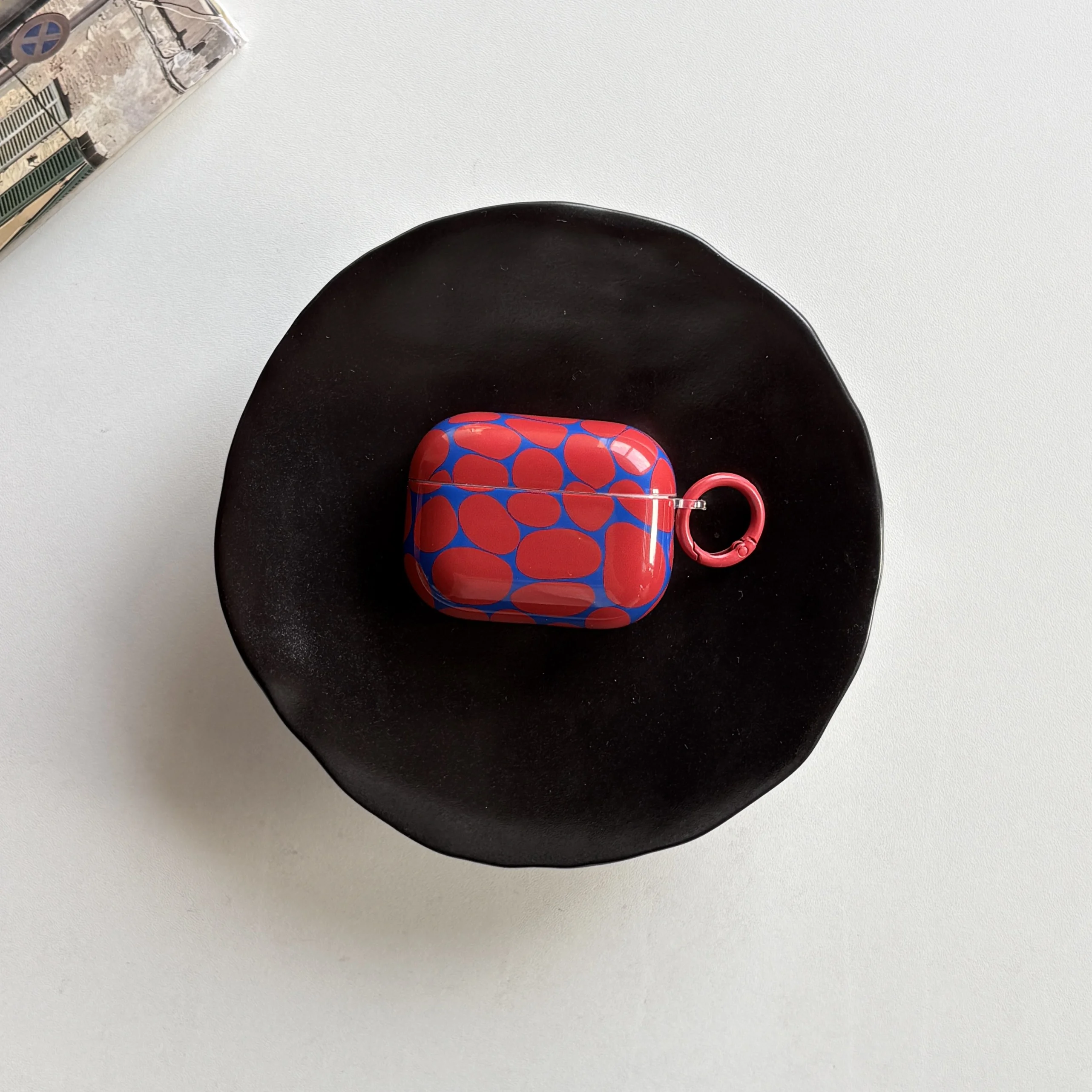 Fashion Simple Red Big Circular Lrregular Pebble Pattern Glossy Protective Earphone Cover Case For AirPods 2 3 4 5 Pro Pro2 Pro3