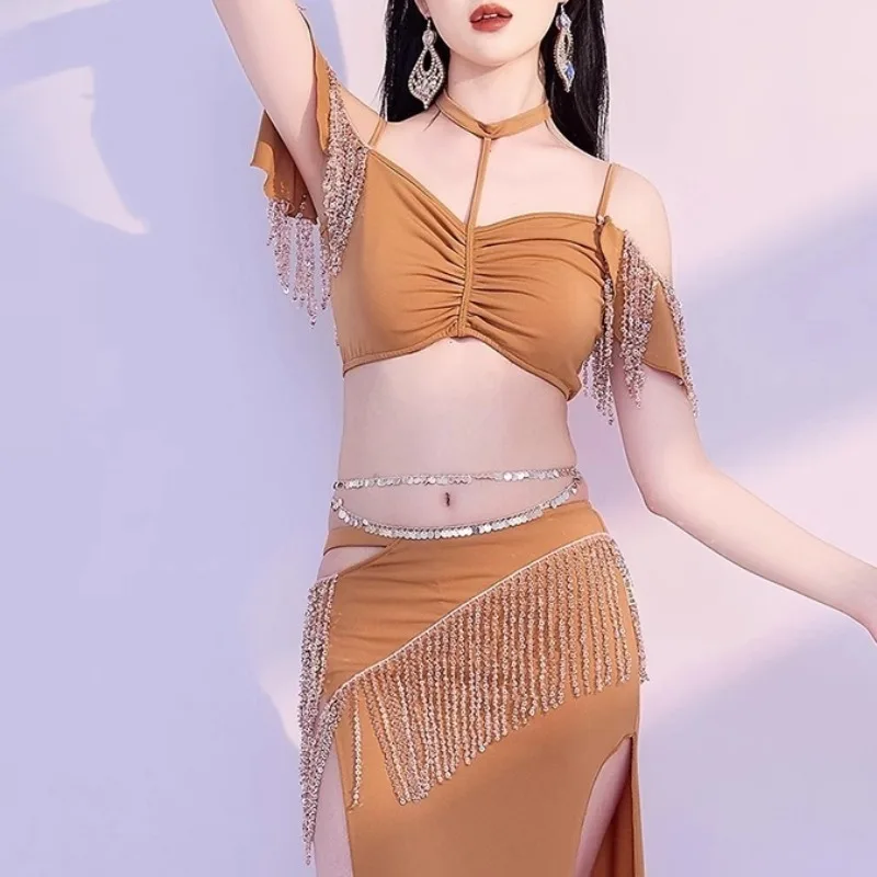 ที่กําหนดเองใหม่ Belly Dance ชุดเงาพู่ Oriental Dancewear ฝึกเสื้อผ้าชุดเสื้อผ้าอินเดียผู้หญิง
