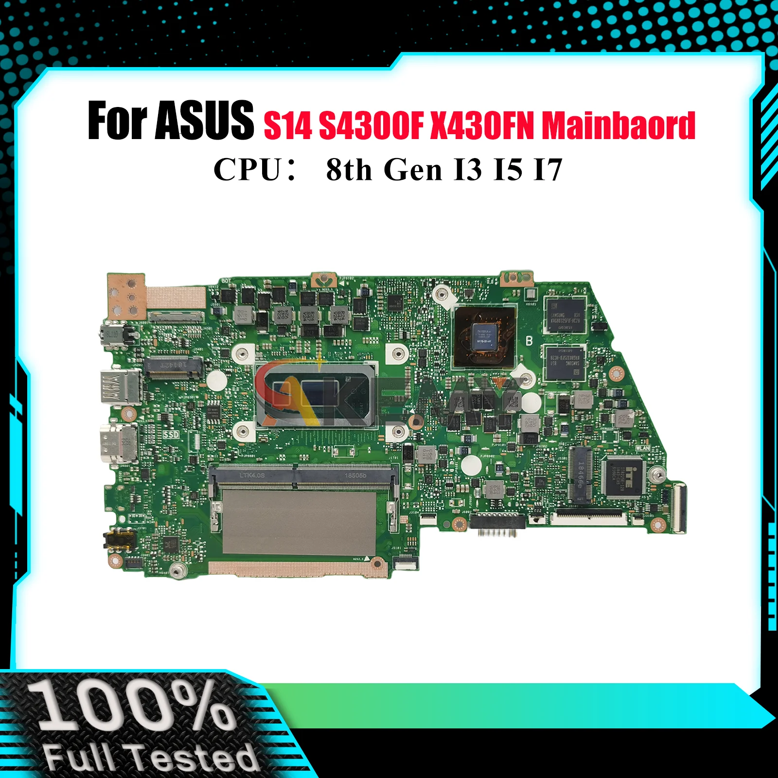 

X430FN Материнская плата для ноутбука ASUS VivoBook V430F S4300F R430F X430F S14 S430F X430FN K430F Материнская плата с процессором I3 I5 I7 тест ОК