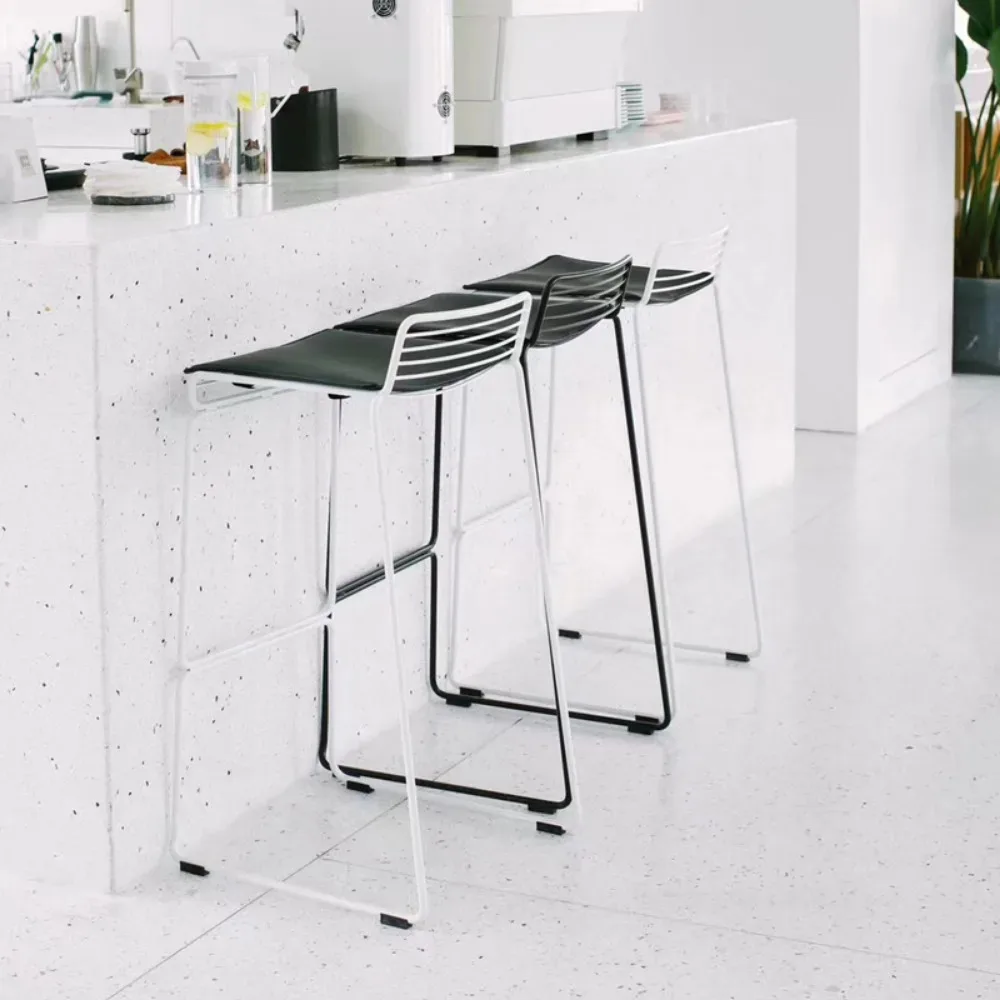 Metal White Bar Stools Modern Comfortable Office Design MinimalistNordic Kitchen Elegant Bar Chair Counter Library Furniture