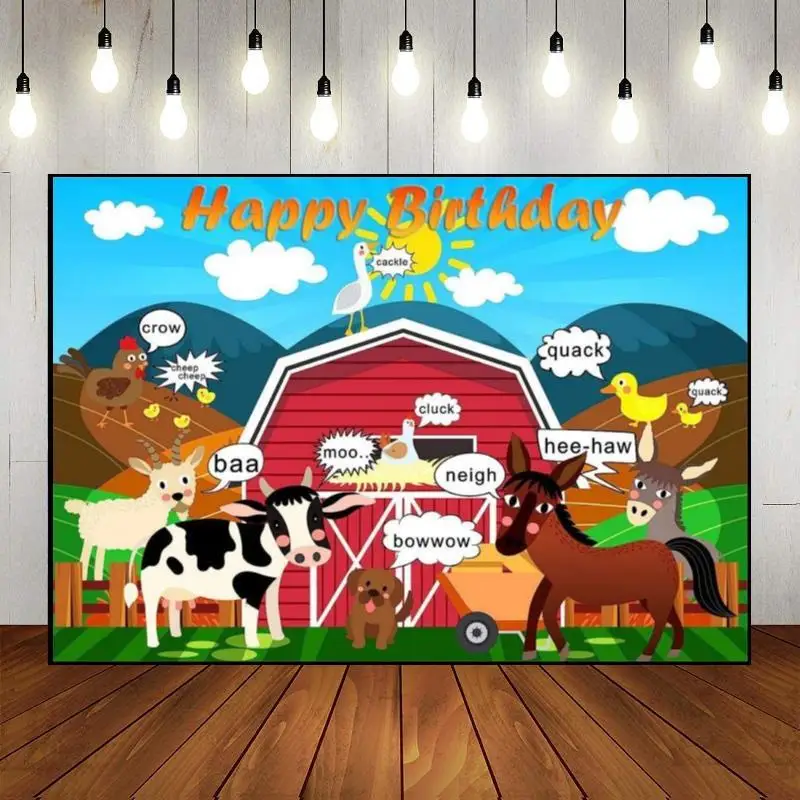 Farm Cow Background Custom Birthday Backdrop Livestock Shelters Photo Agricultural Vehicle Photography Backdrops Animal Feed