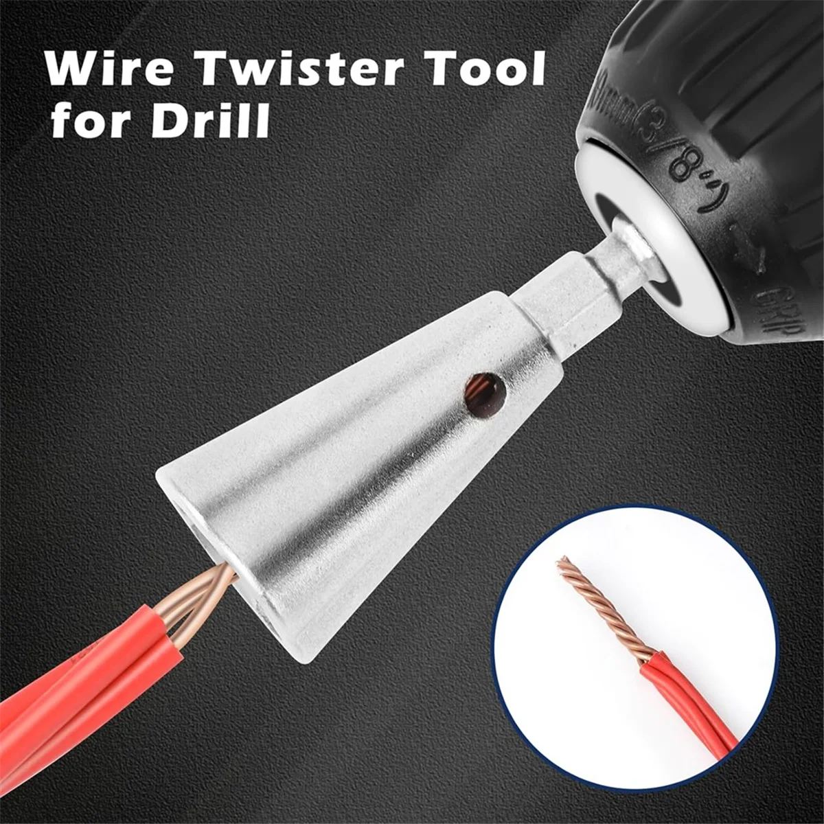 Wire Twister Tool for Drill, 3Pcs Stainless Steel Hex Shank Cable Wire Twisting for Electrical Power Drill Drivers Tools