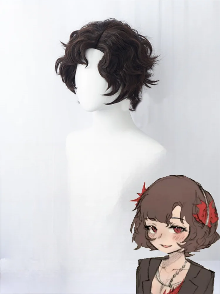 Game Reverse:1999 Anime Schneider Cosplay Wig Women Men Role Play Wig Brown Black Natural Short Curly Hair