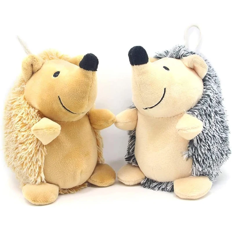 Dog Squeaky Toys Hedgehog Stuffed Plush Dog Chew Toys Durable Interactive Dog Toys for Small Medium and Large Dogs