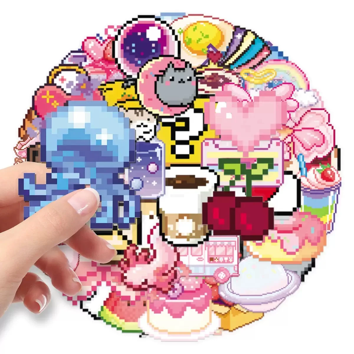 10/50 stücke Nette Rosa Pixel Mädchen Transparente Aufkleber Ins Aufkleber Tagebuch Koffer Sammelalbum Telefon Laptop Gepäck Kawaii Aufkleber Spielzeug