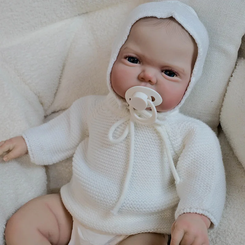 19インチ（48cm）コットンボディのベビードール、ピクルスアウェイク、リアルなリボーンドール、ペイントヘア