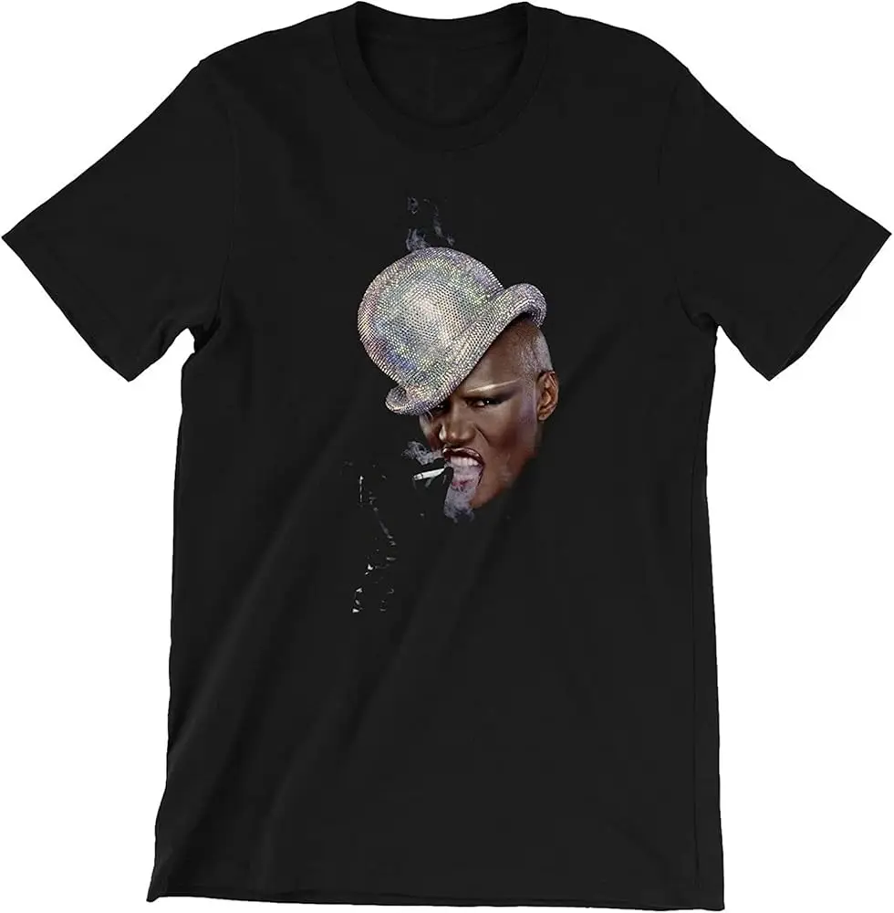 Men's Grace Jones T-Shirt  New York City Legend  Disco Conan Boomerang Island Life Tshirt Black