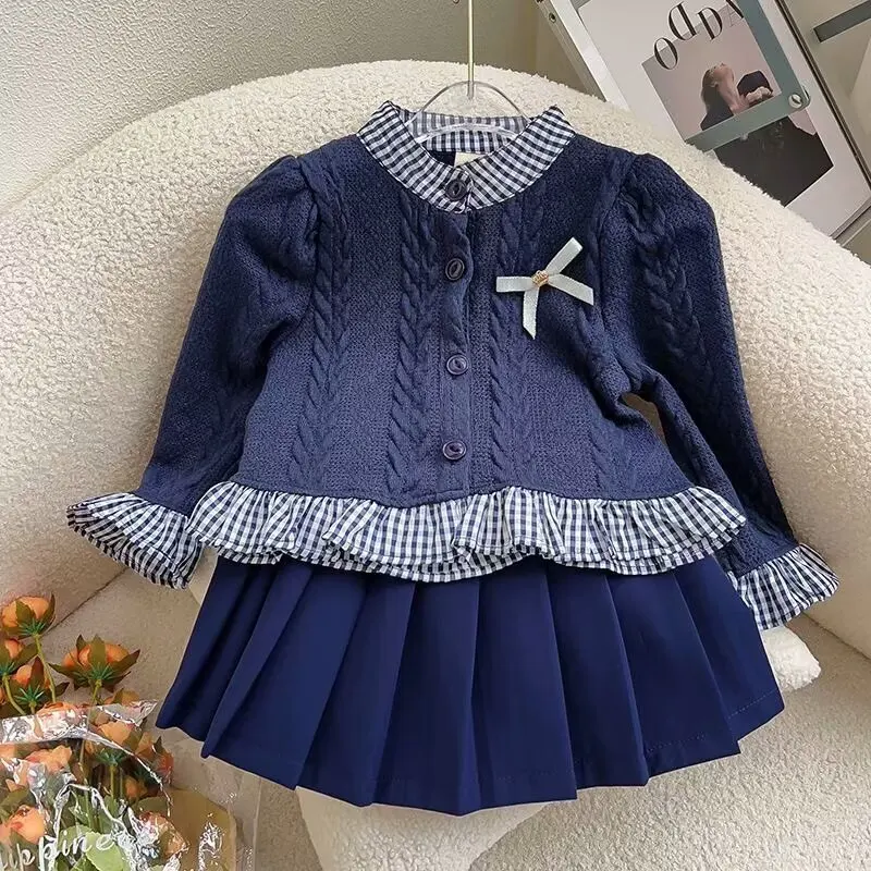 

Children's Knitted Cardigan + Skirt 2PCS Baby Girls Clothing Set Clothing Outfit Newest Suits 2 3 4 5 6