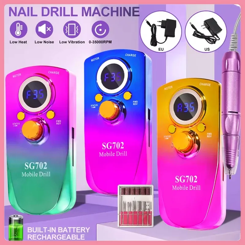 آلة حفر الأظافر الكهربائية القابلة لإعادة الشحن مع USB توصيل مزيل طلاء الأظافر مجموعة حفر مانيكير ساندر ملف منخفض الضوضاء مانيكير #1