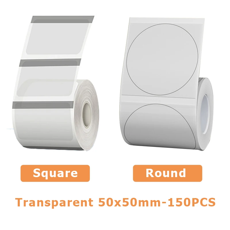 Transparent label 50x50mm/150pcs Thermal Adhesive Label Roll, suit for phomemo M110/M200/M120/M220 Label Maker