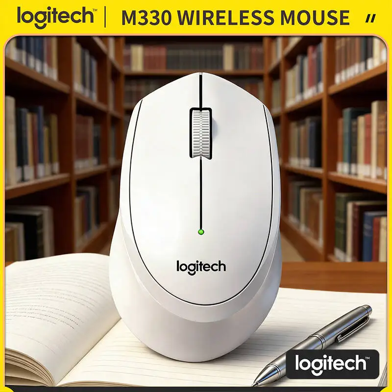

Logitech M330 Silent Cordless Mouse 2.4G USB Nano Receiver Quiet Clicks Ergonomic Design 18-Month Battery for Desktop Laptop