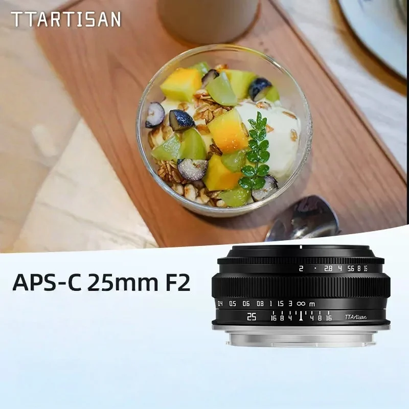 Объектив TTArtisan 25mm F2 APS-C MF для портретной съемки для камер Sony A6000 A7RIII, Fuji XT30 XT-100, Nikon ZFC, Canon R, M, M43