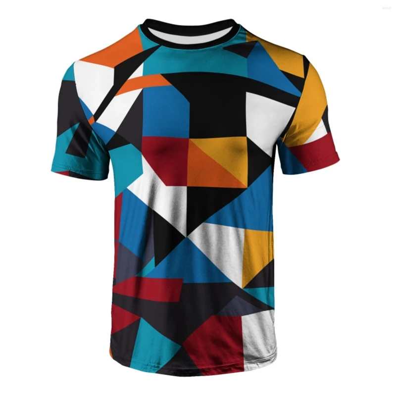 Geometrische Grafik-Sport-T-Shirts für Herren, modisch, Sommer, schnell trocknend, 3D-gedruckt, Fitness-T-Shirts, lockere, atmungsaktive T-Shirts