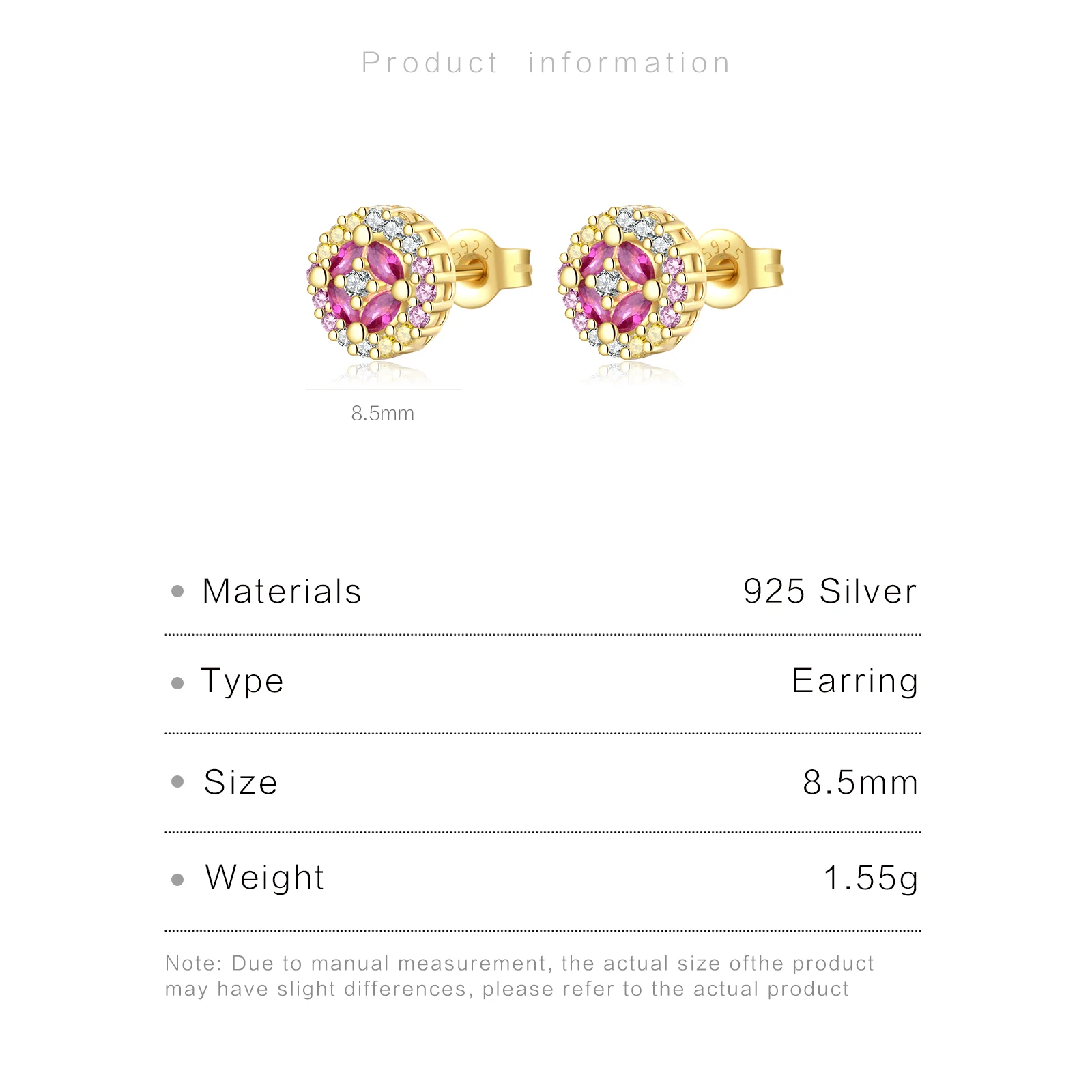 ANDYWEN 925 Sterling Silver Spring Gold Blossom Rainbow CZ Stud Earring Piercing Rock Punk New 2023 Colorful Fine Jewelry