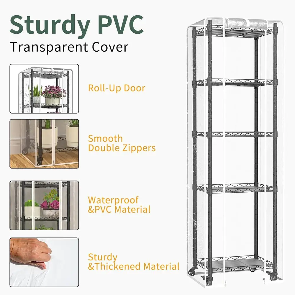 Mini estufa de 5 camadas com luzes de espectro completo de 40 W para germinação de sementes e termômetro