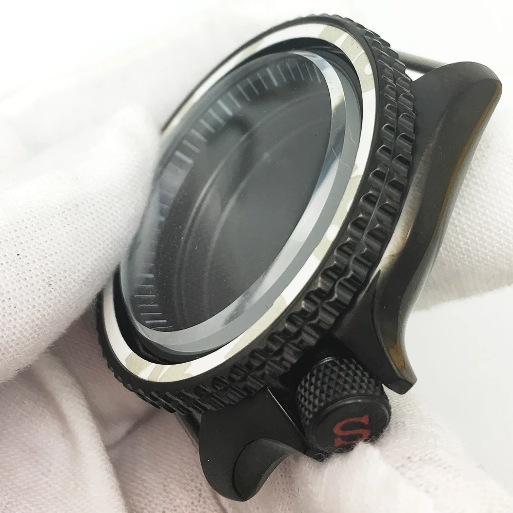 42mm Sapphire Glass case fits NH35A NH36A movement Black waterproof large Abalone shell