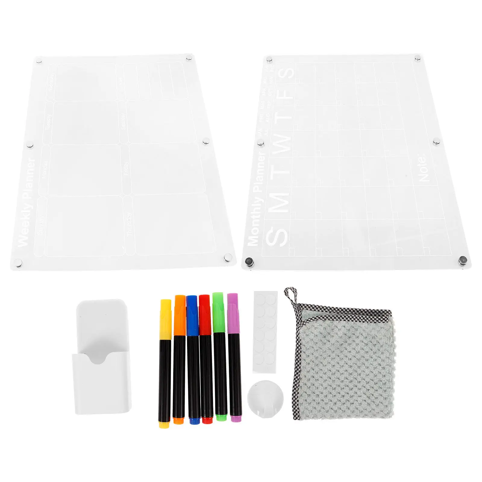 1Set Transparent Acrylic Magnetic Calendar Board for Fridge Dry Erase Monthly Weekly Planner Memo Organizer Clear Refrigerator