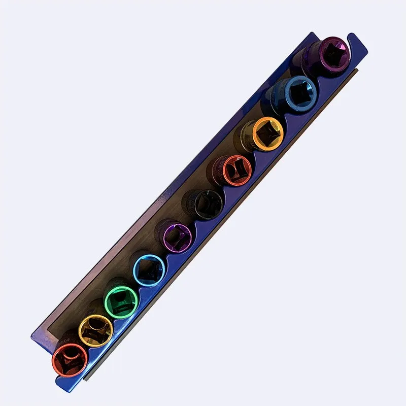 3 Buah/Set Baki Penyimpanan Alat Magnetik Baja Vanadium Krom 1/4 "1/2" 3/8 "Soket Tempat Rak Alat Penyangga Rak Penyokong