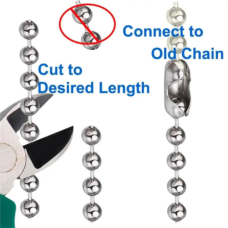 A93Z Ceiling Fan Pull Chain 12-Inch 10Pcs Set Wooden Decorative Pendant Extension Chains 3Mm Beaded Ball Chains