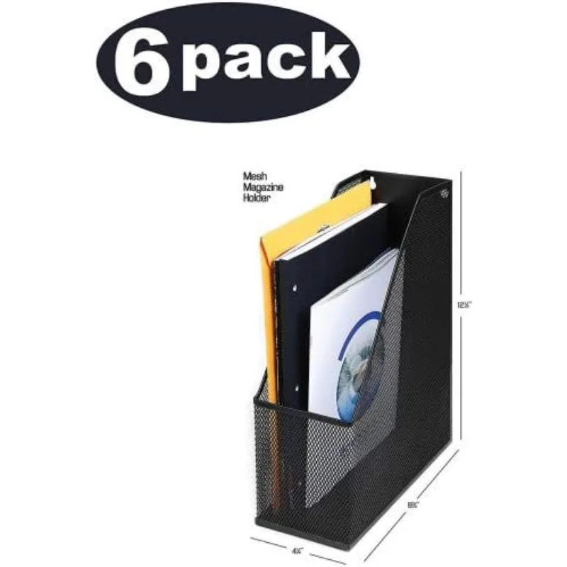 

YBM HOME Mesh Steel Deluxe Magazine Rack, Extra Wide Magazine File Holder 2259-6 (6, Black)