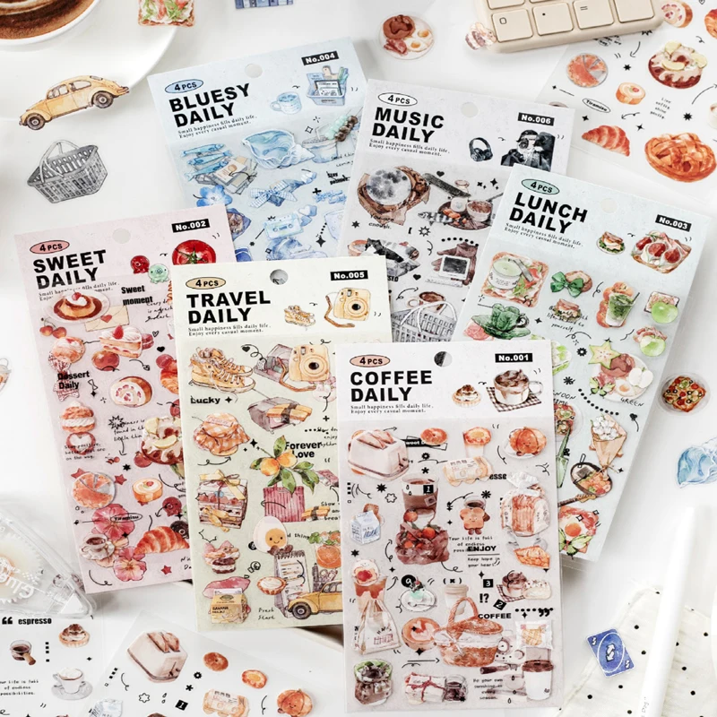 Exquisite Afternoon Tea Dessert Flat Stickers, Notebook Decoration Stickers for Junk Journals, Photo Frames & Albums