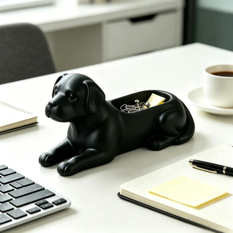 Cute Labrador Puppy Storage Tray, Paper Clip Holders Mini Dog Figurine Multifunctional Desktop Organizer Decorative Key Jewelry