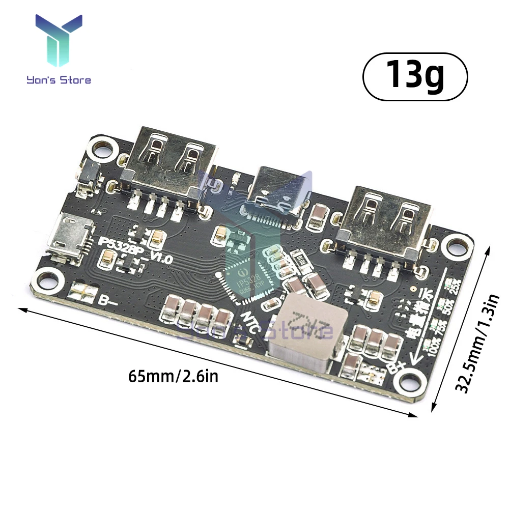 IP5328P デュアル USB 18650 バッテリー充電器 Treasure Tpye-c 3.7 V に 5 V 9 V 12 V ステップアップ高速急速充電器回路基板 QC2.0 QC3.0