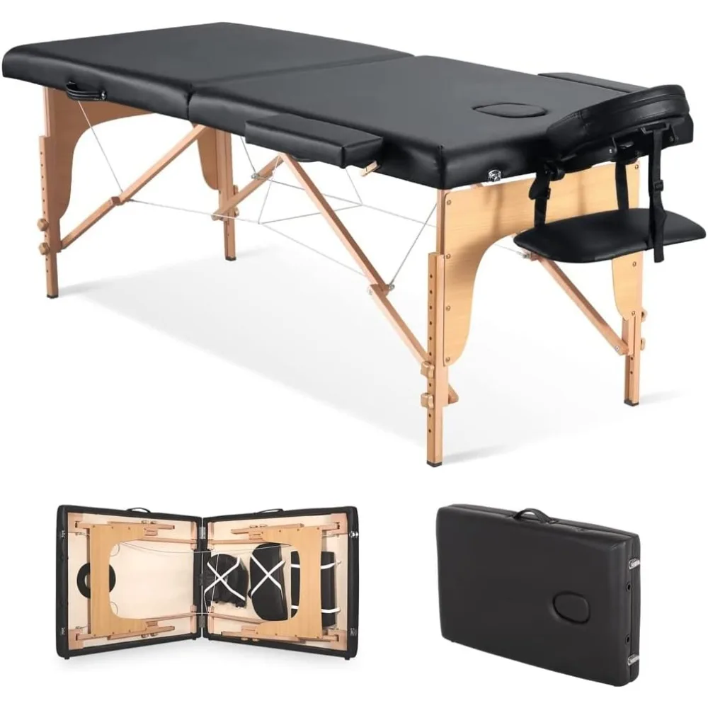 Massage Table Portable Massage Bed Spa Bed 2 Folding Height Adjustable Professional Portable Folding Massage Table