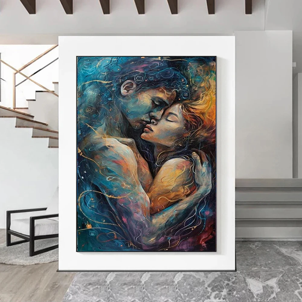 

Abstract Couple Hungging Poster Prints For Living Room Home Decor Modern Romantic Man & Woman Hugging Canvas Painting Wall Art