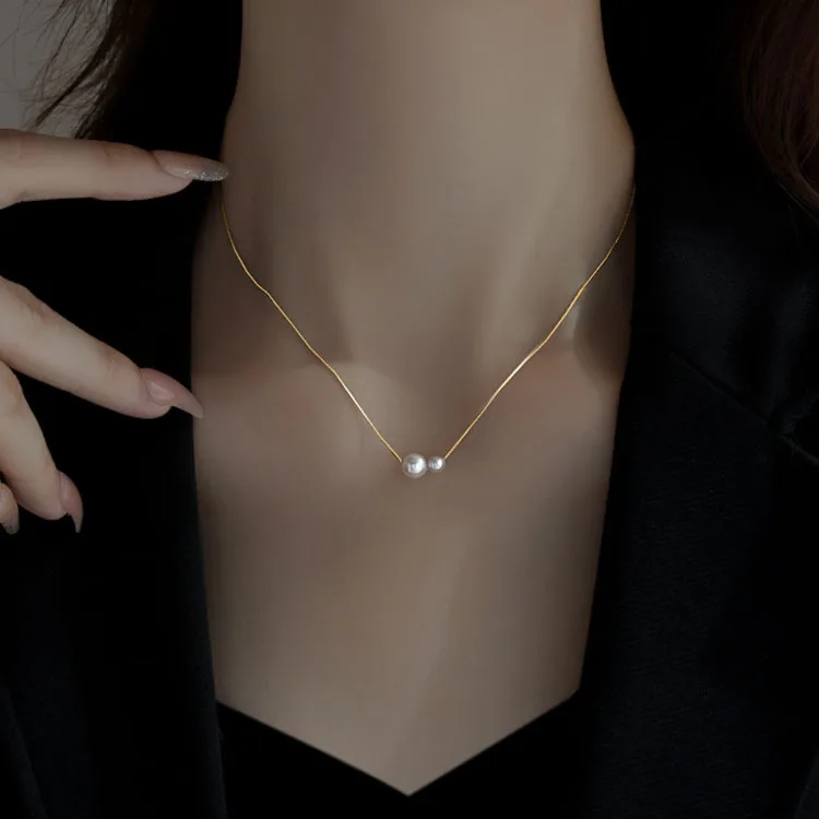 Fashion Small Pearl Choker Necklace Female Elegant Travel Party Gold-plated Clavicle Necklace Aesthetic Jewelry Accessories