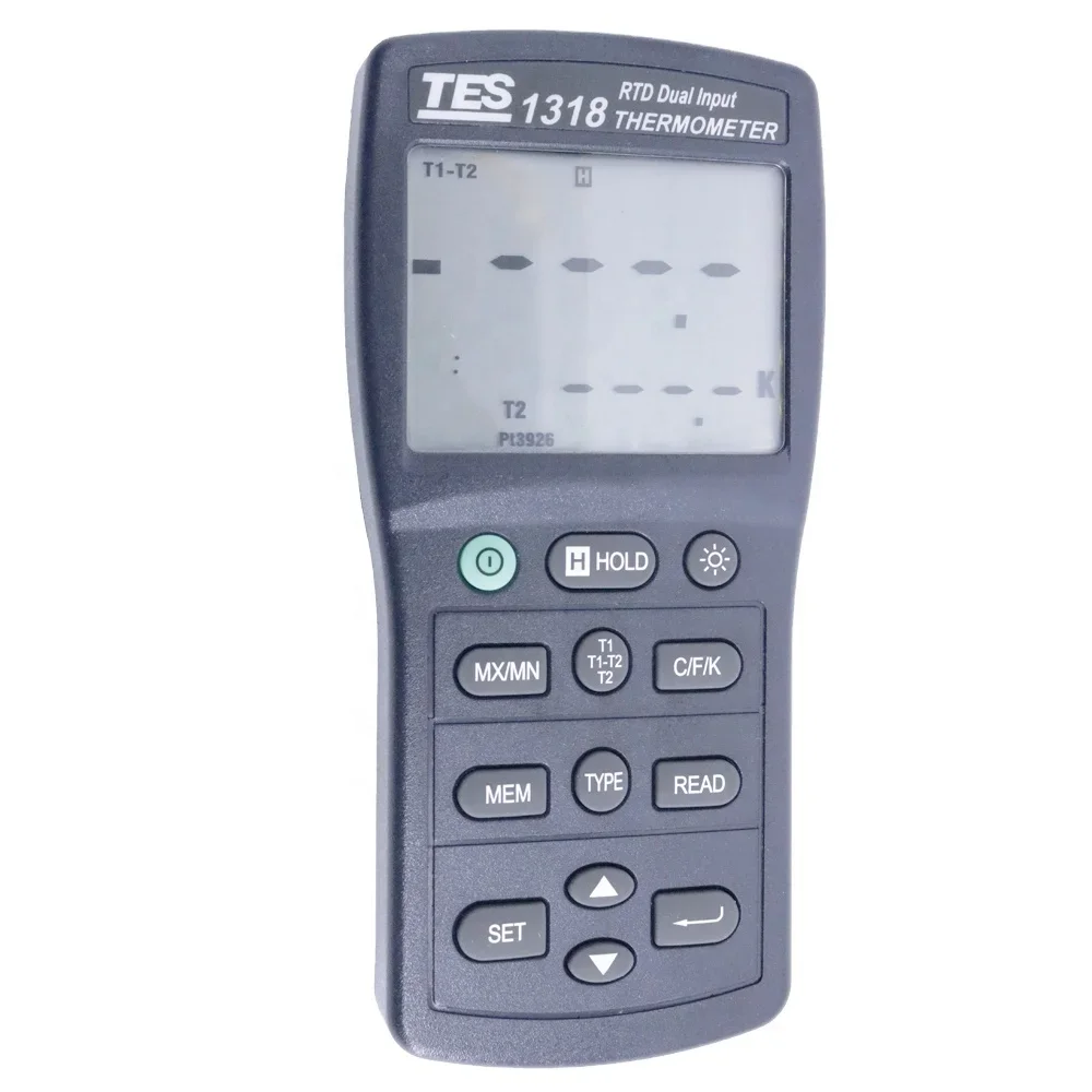 TES-1318 High Accuracy Platinum RTD Dual Input Thermometer Measuring Range -200~800C