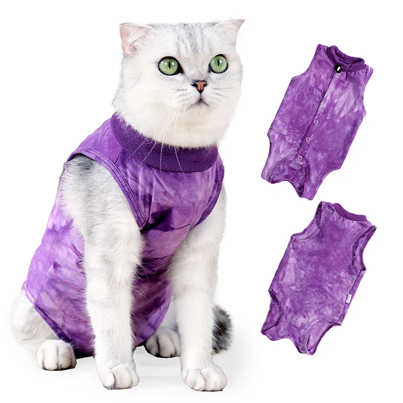 

Novel Unique Soft Cotton Recovery Suit for Cats Anti-licking Breathable Adjustable Home Wear Cat Weaning Jumpsuit Pet Clothing