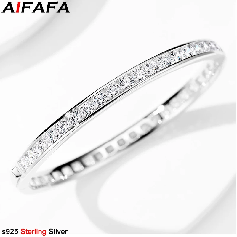 

Потрясающий серебряный браслет 925 пробы, высокое качество, роскошный браслет-манжета с полным камнем, подарки на вечеринку, ювелирные изделия