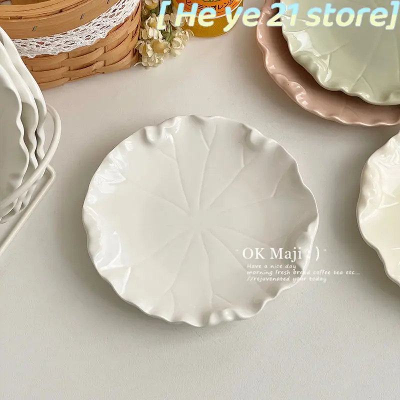 Creative Tableware Irregular Dish Home Ceramic Tableware Advanced Sense Light Luxury Snack Plate Fruit Plate Dessert Cake